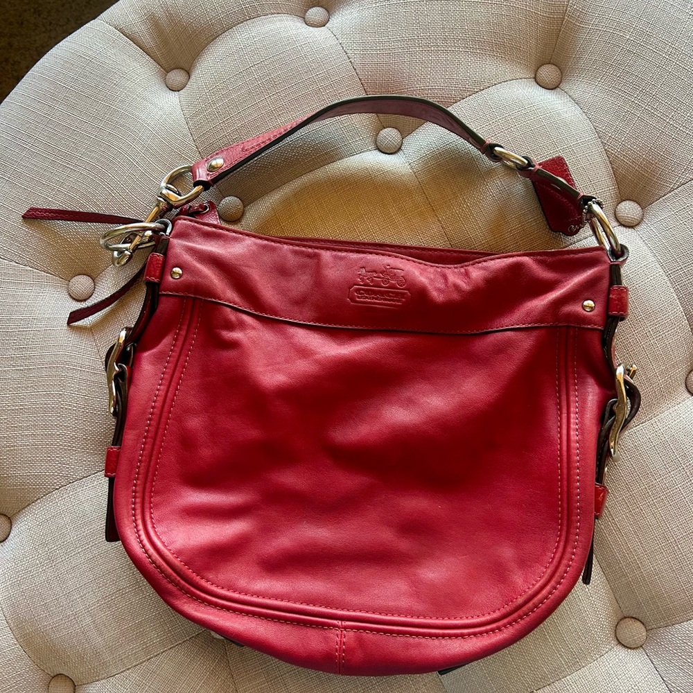 Coach Zoe Red Leather Hobo